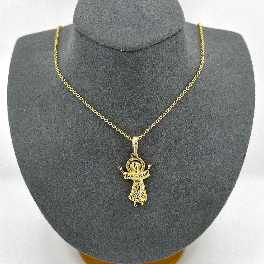 18K Gold Plated over 925 Solid Sterling Silver Jesus Necklace